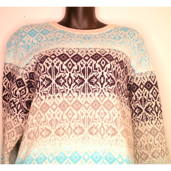 Talbot's Crew Neck Fair Isle Sweater Women's 2X Petite Icelandic, Nordic - Picture 4 of 9